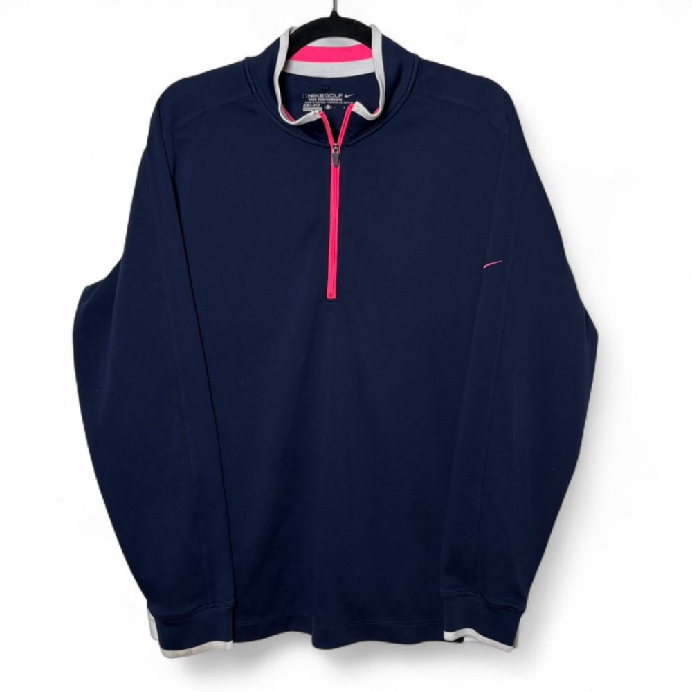 Nike Golf Dri-Fit Tour Performance Quarter Zip Navy Pink Women’s Large